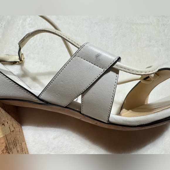 Jimmy Choo Sz 7.5 (37.5) white Sandals w/ Chunky Cork Heel - Excellent Condition - Picture 16 of 16
